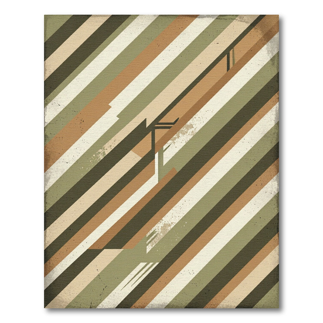 Geometric Earth Tone Striped Abstract Rug