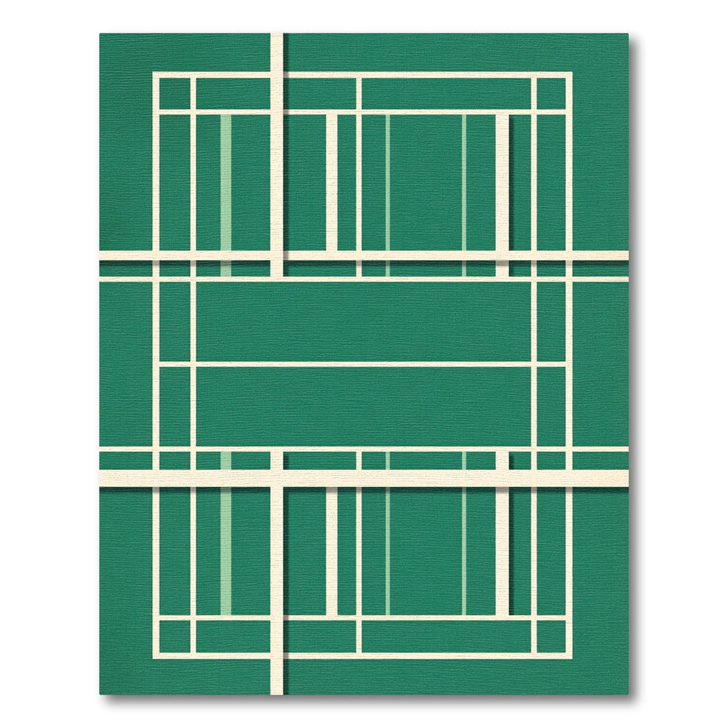 Modern Geometric Emerald Linear Grid Rug