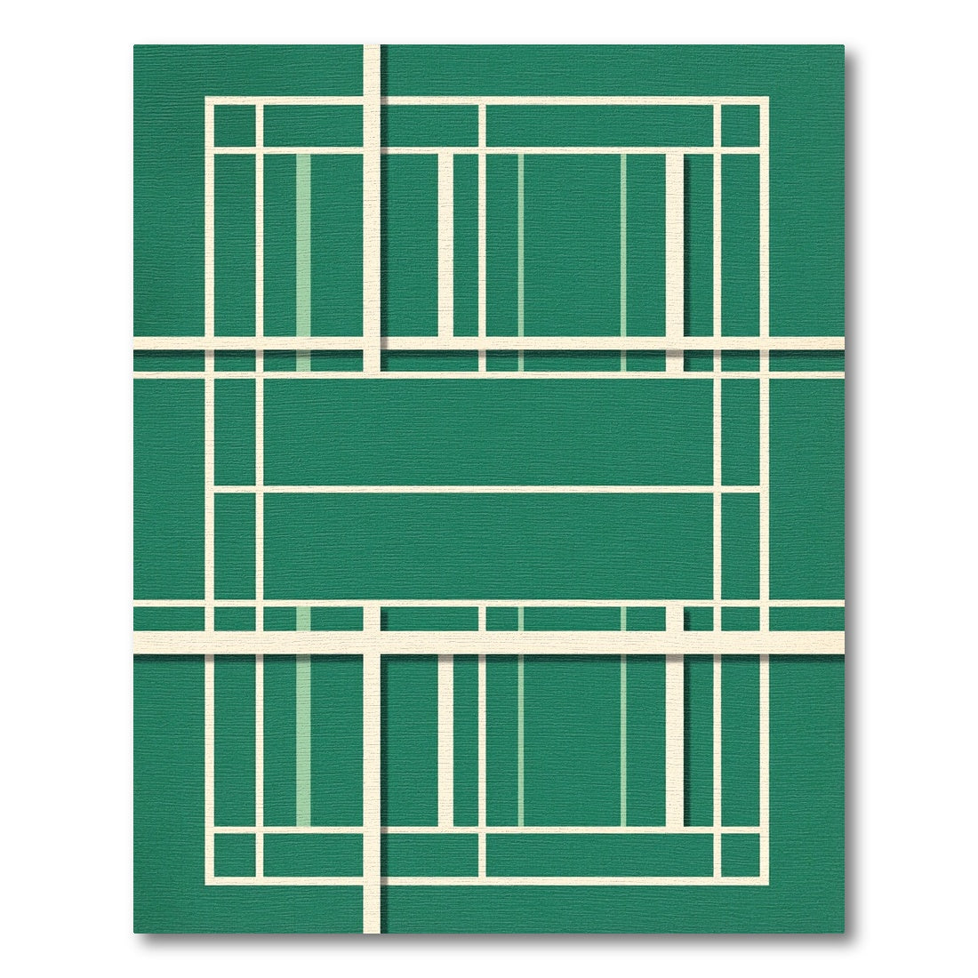Modern Geometric Emerald Linear Grid Rug