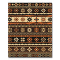 Earthy Brown Orange Floral Geometric Stripes Rug