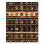 Earthy Brown Orange Floral Geometric Stripes Rug