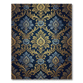 Elegant Midnight Blue Golden Damask Rug