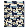 Coastal Black Labrador Retriever Beach Scene Rug