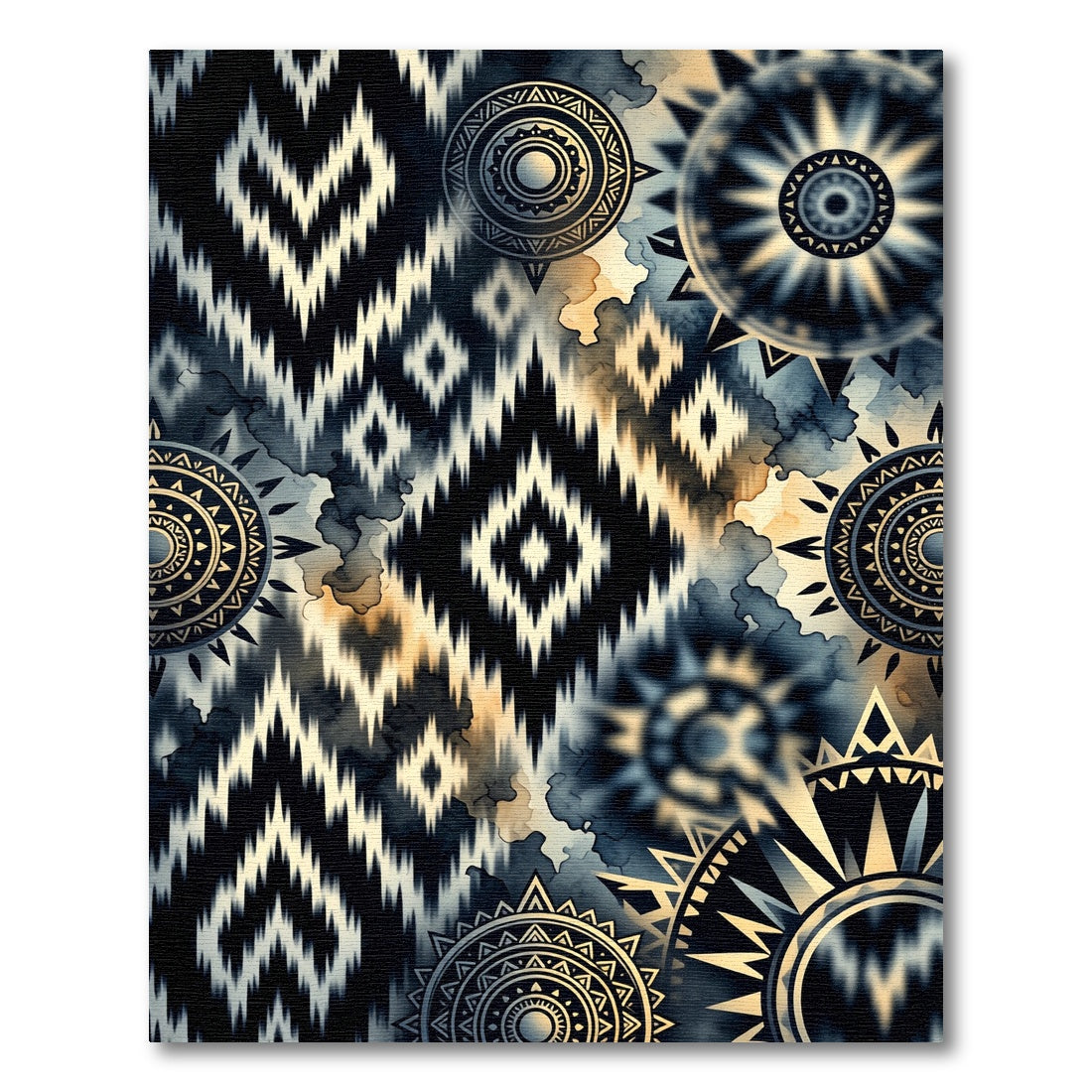 Black Ochre Geometric Tribal Sun Rug