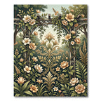 Elegant Golden Floral Arch Gate Art Rug