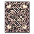 Elegant Cream Heart Scrollwork Rug