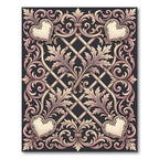 Elegant Cream Heart Scrollwork Rug