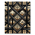 Black and Gold Desert Cross Lattice Rug