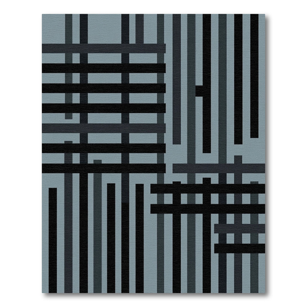 Modern Slate Geometric Charcoal Grid Rug