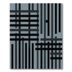 Modern Slate Geometric Charcoal Grid Rug