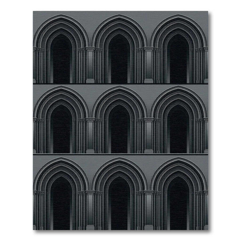 Gothic Arches Dark Monochrome Repeat Rug
