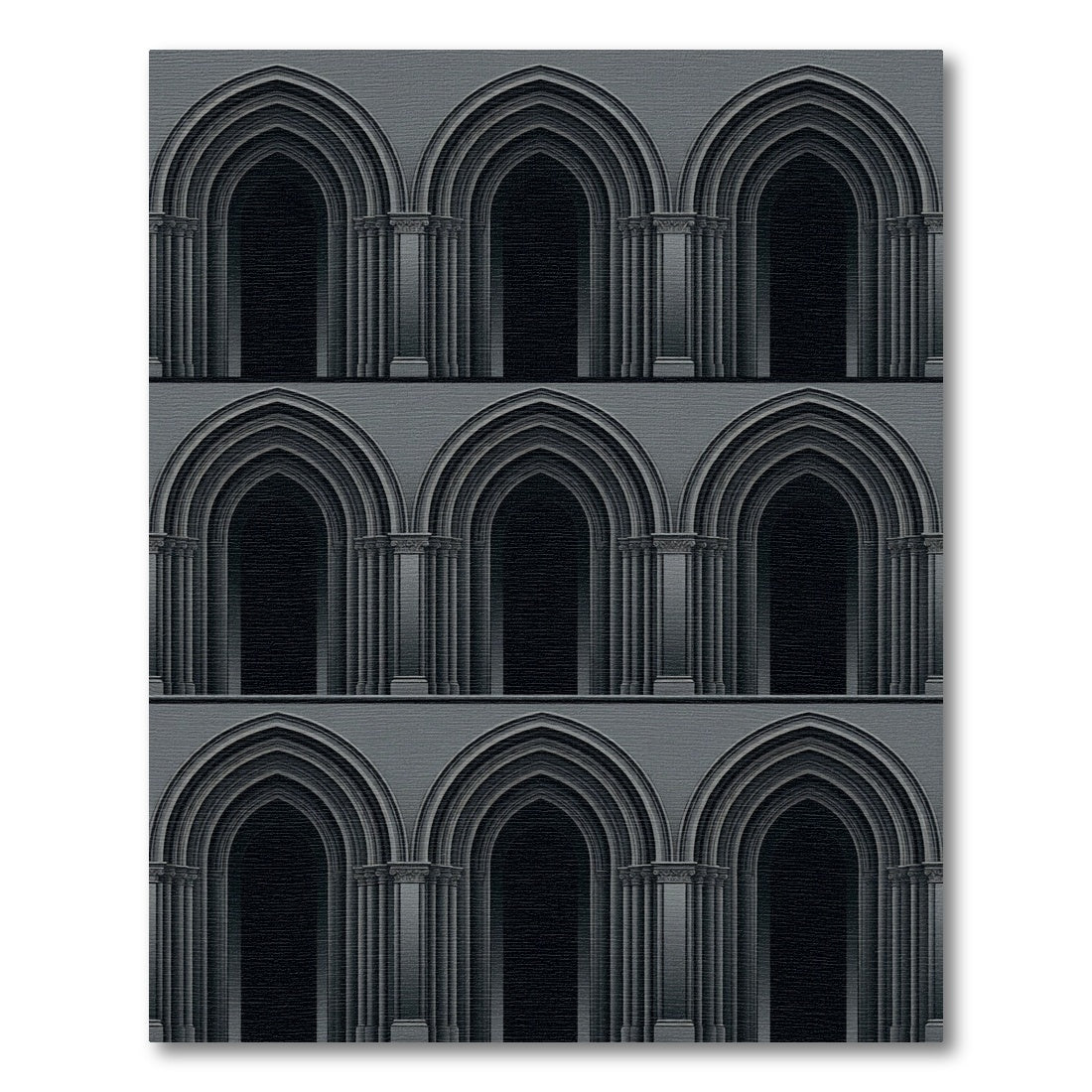 Gothic Arches Dark Monochrome Repeat Rug