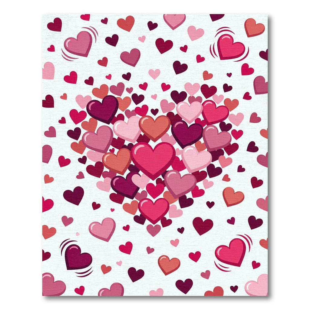 Romantic Pink and Red Floating Hearts Rug