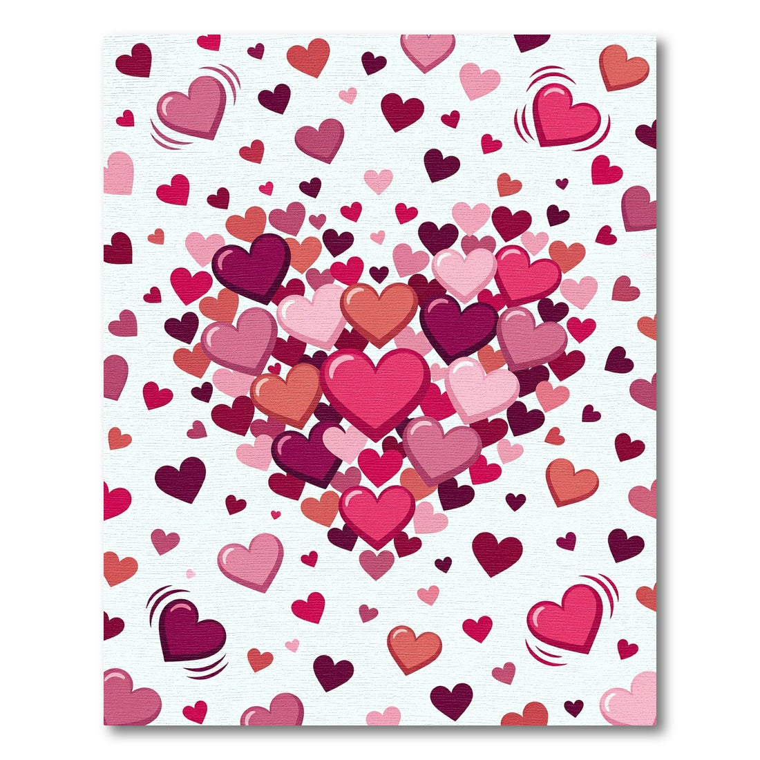 Romantic Pink and Red Floating Hearts Rug