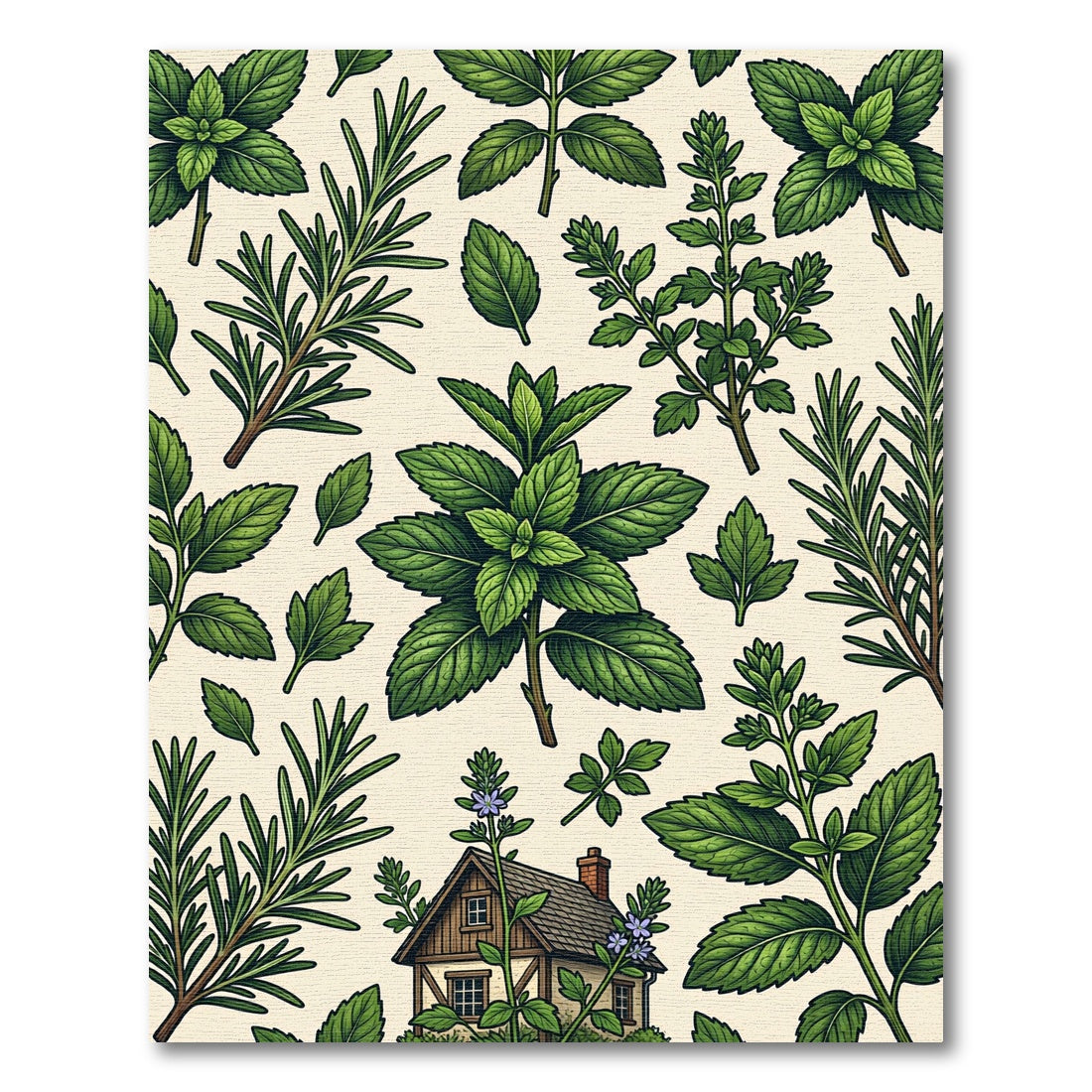 Botanical Green Herbaceous Garden Forest Rug