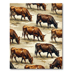 Rustic Brown Grazing Cattle Herd Rug