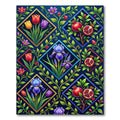 Vivid Botanic Pomegranate and Iris Tile Rug