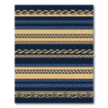 Navy Blue Cream Braided Rope Stripes Rug