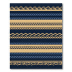Navy Blue Cream Braided Rope Stripes Rug