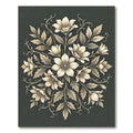 Elegant Neutral Floral Botanical Medallion Rug