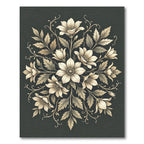 Elegant Neutral Floral Botanical Medallion Rug