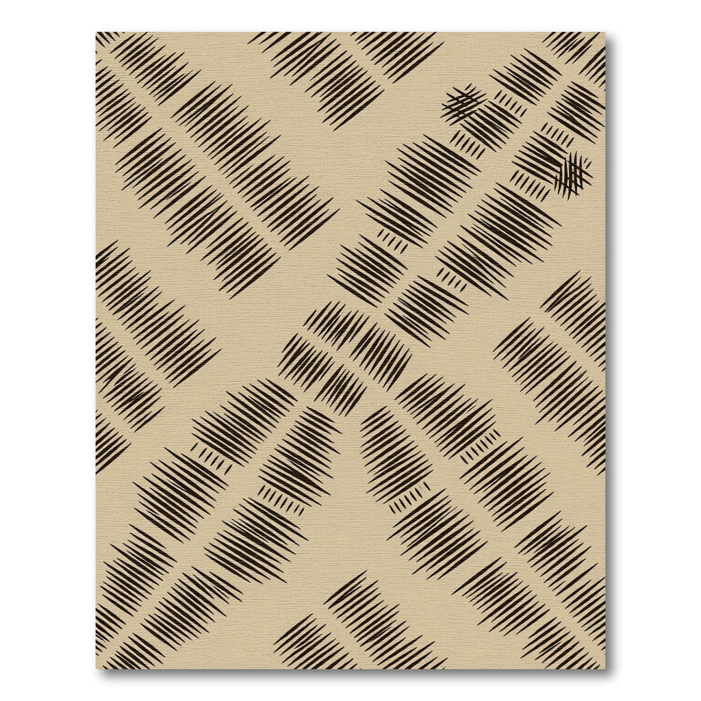 Textured Black White Diamond Lines Rug