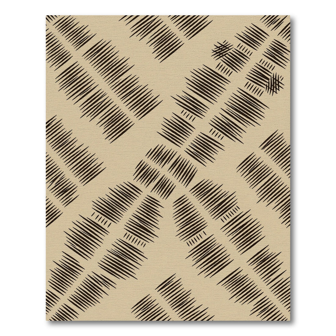 Textured Black White Diamond Lines Rug