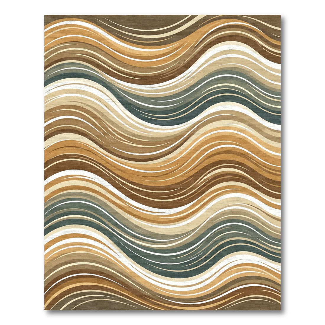 Contemporary Earth Tone Abstract Wave Rug