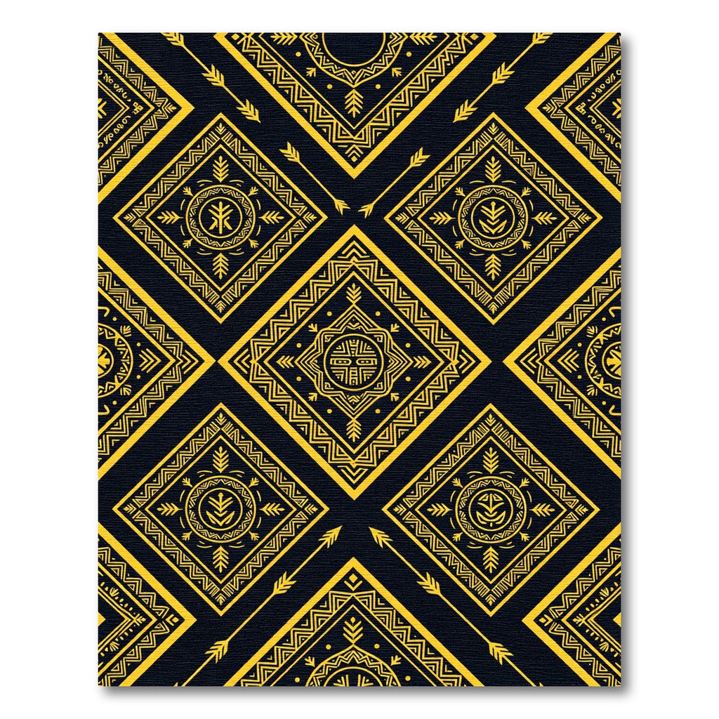 Gold Southwestern Geometric Diamond Wall Decor Rug