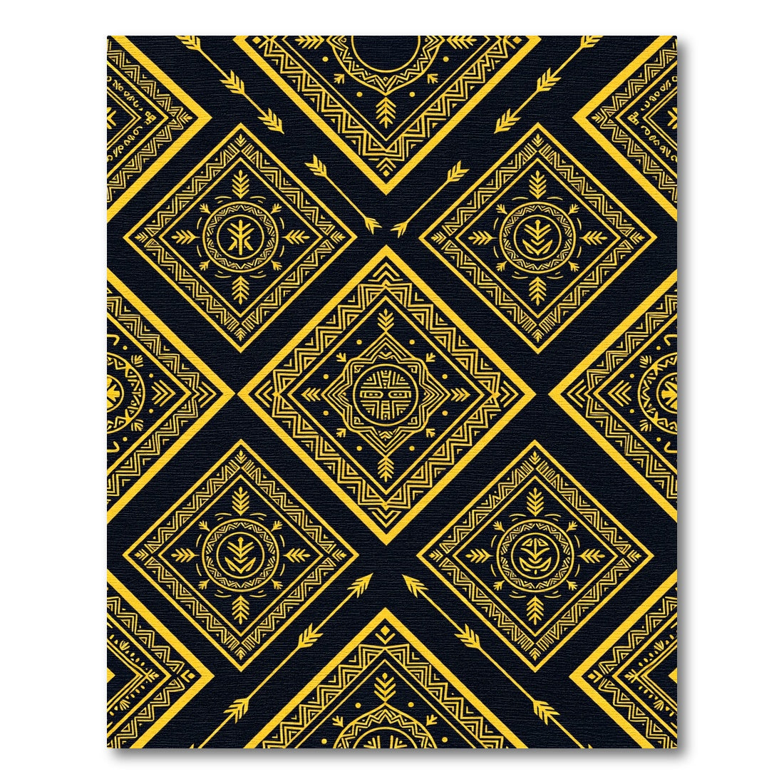 Gold Southwestern Geometric Diamond Wall Decor Rug