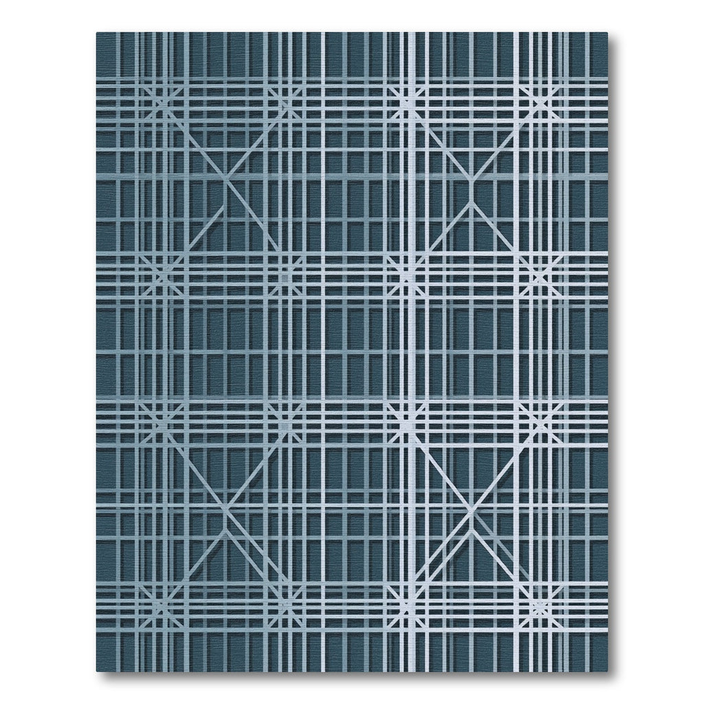 Muted Teal Geometric Lattice Rug