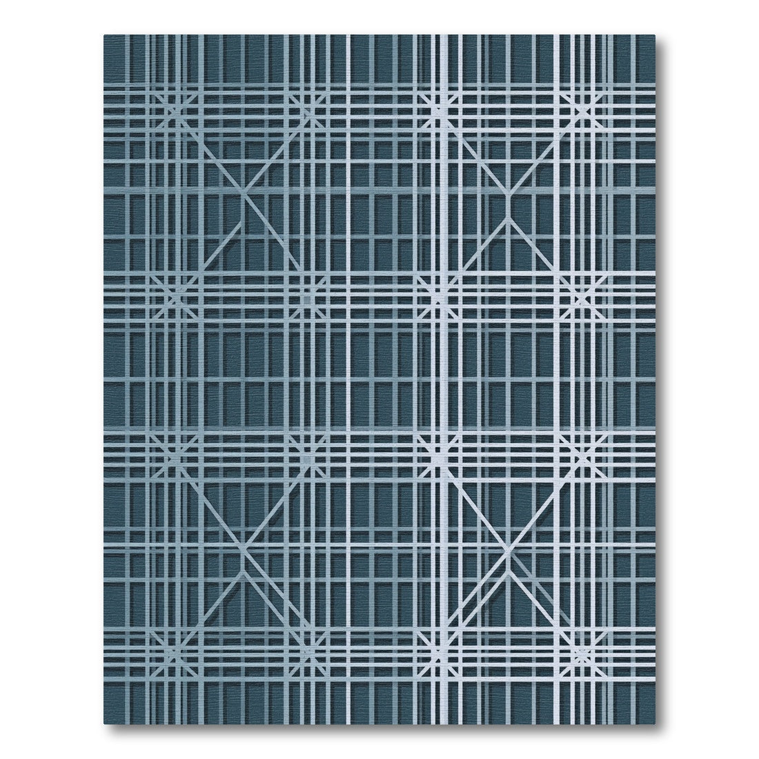 Muted Teal Geometric Lattice Rug