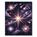 Cosmic Burst Starry Celestial Swirls Rug