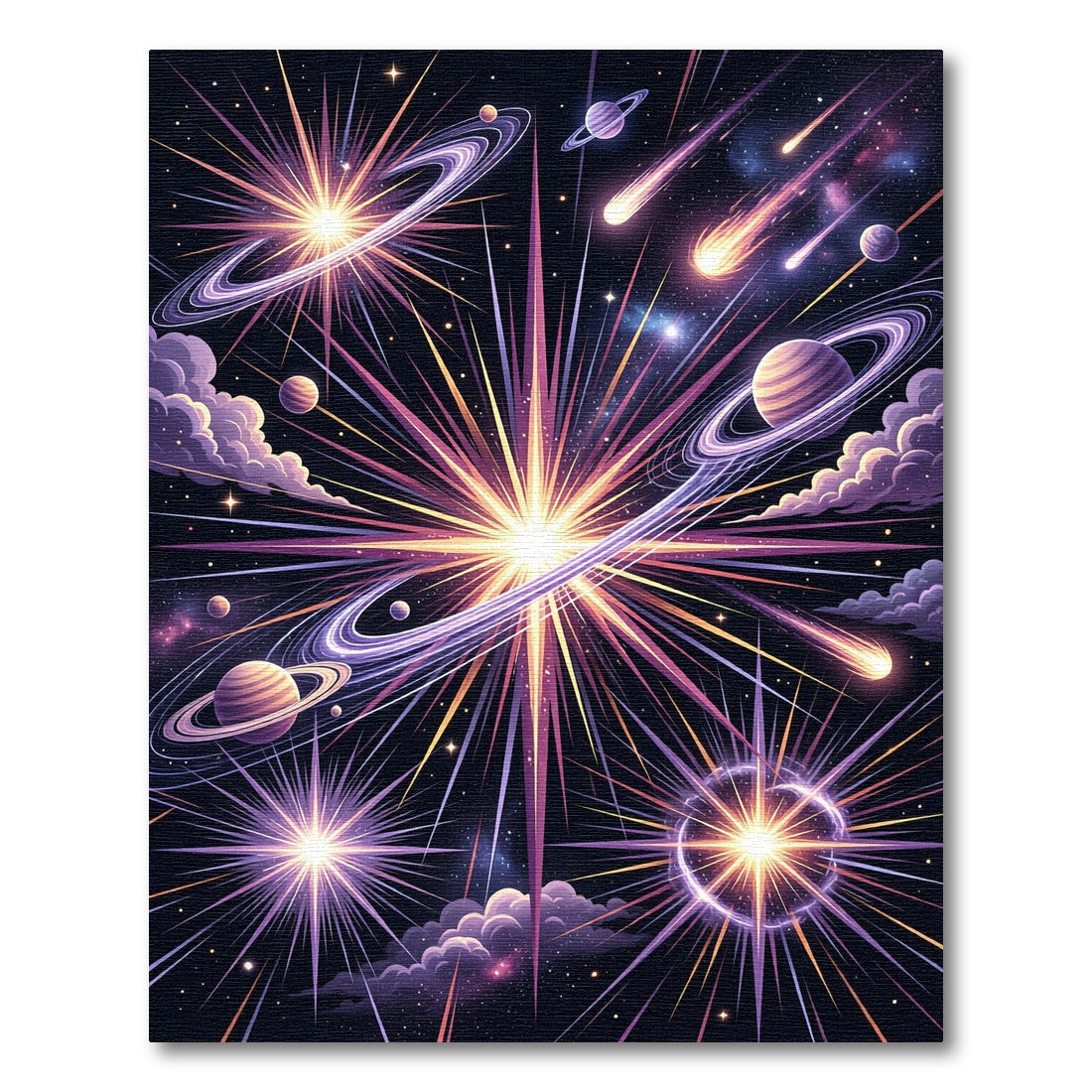 Cosmic Burst Starry Celestial Swirls Rug