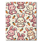 Kawaii Bunny and Carrot Pastel Illustration Rug