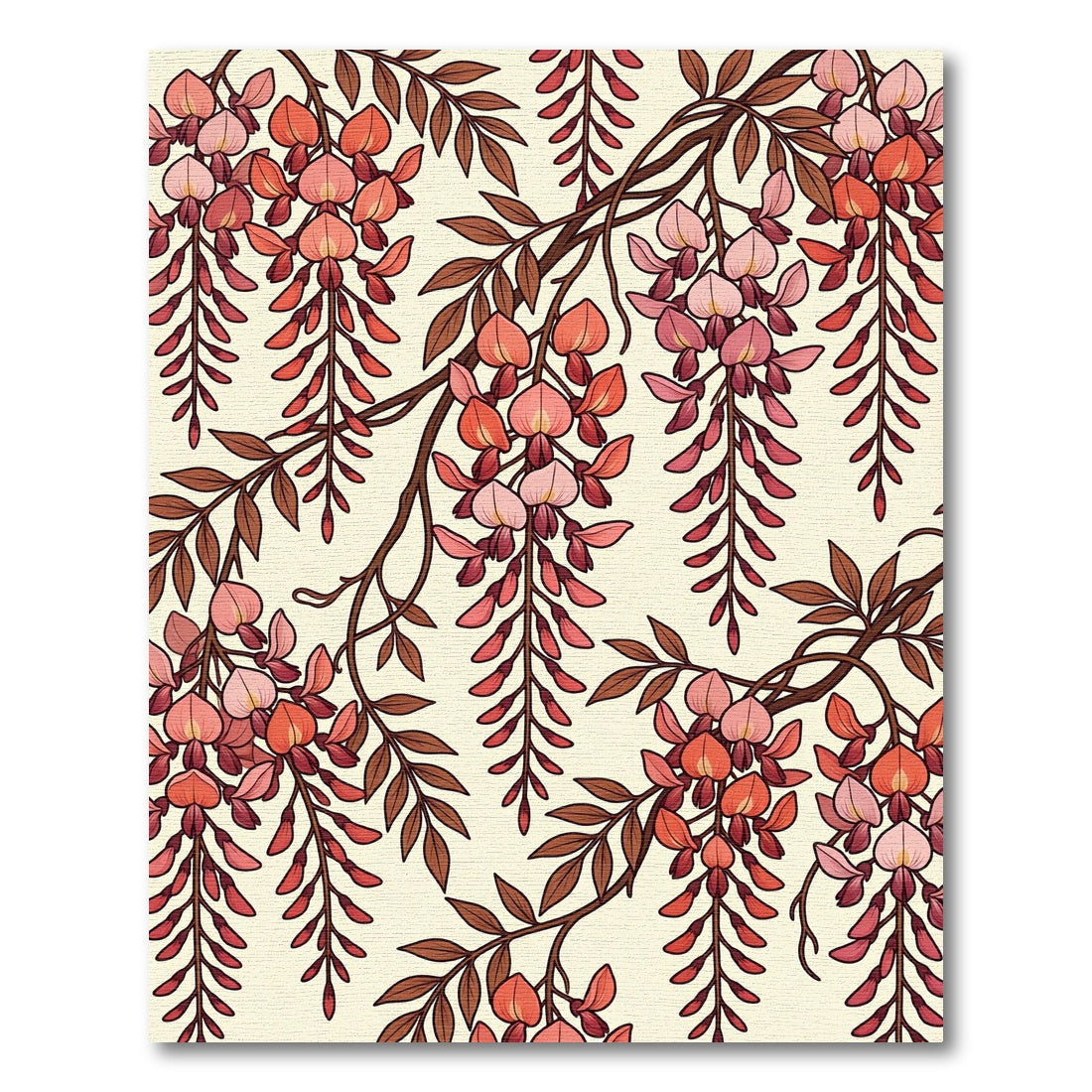 Charming Terracotta Wisteria Floral Hanging Vine Rug