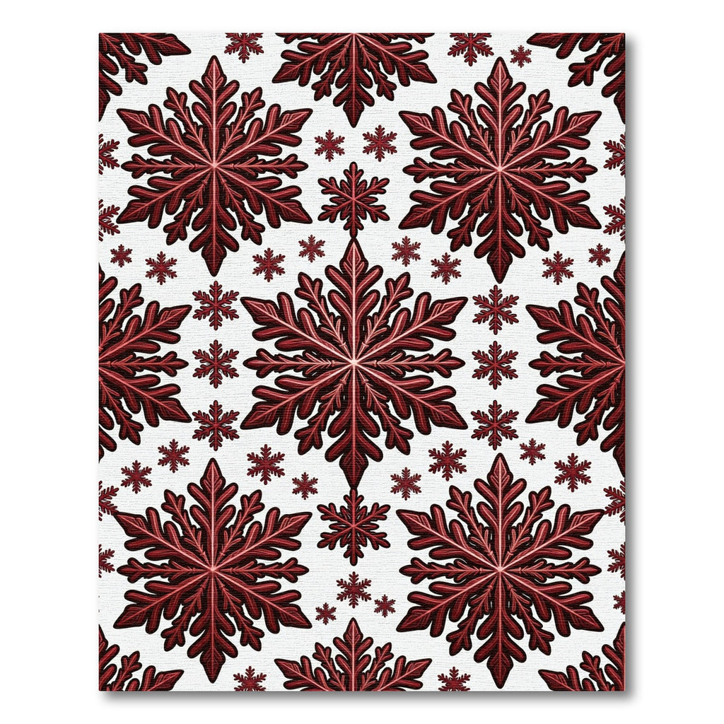 Crimson Snowflake All Over Pattern Rug
