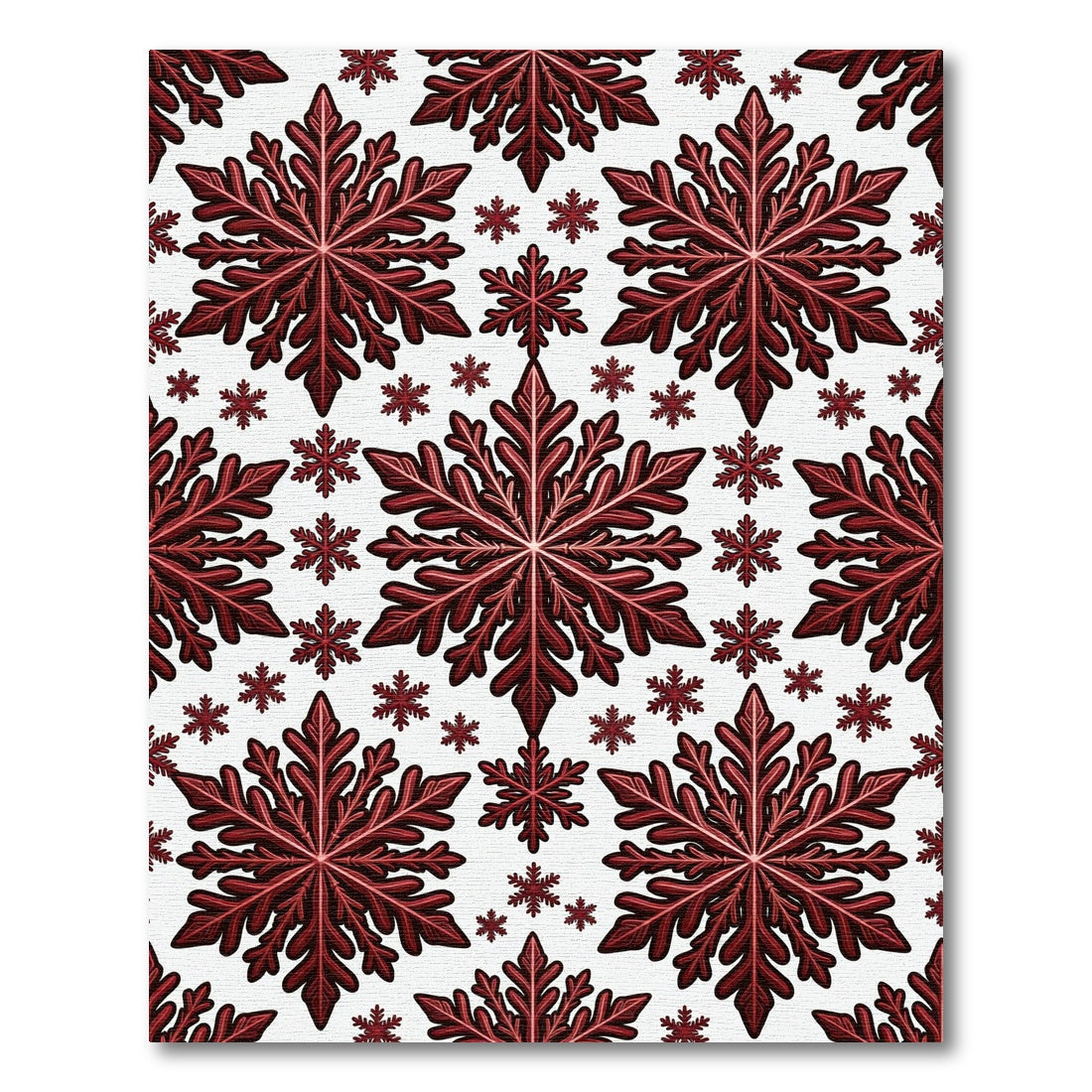 Crimson Snowflake All Over Pattern Rug