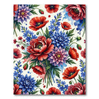 Vibrant Poppy and Dahlia Watercolor Bouquet Rug