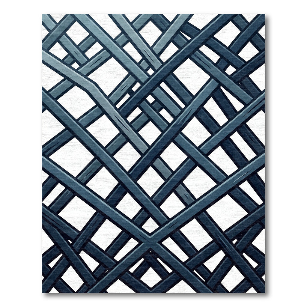 Modern Charcoal Intersecting Diagonal Grid Rug