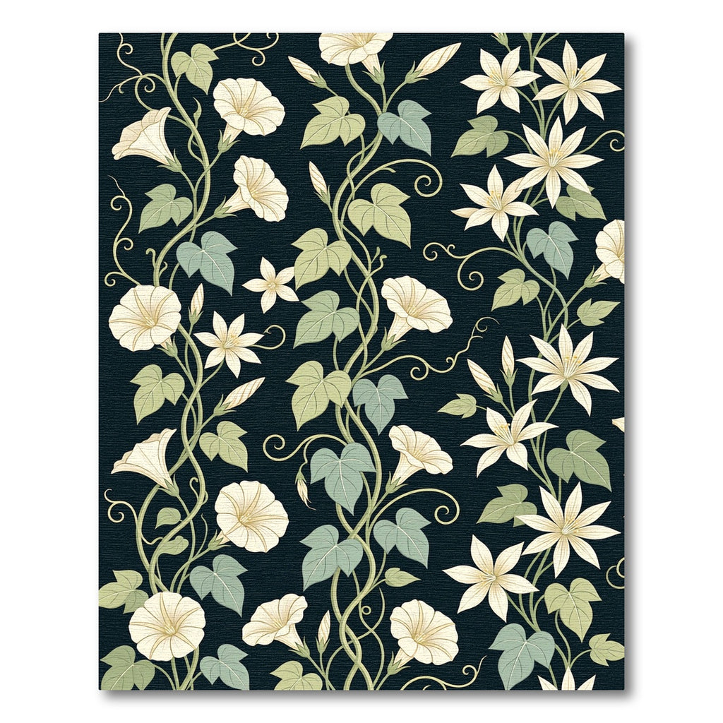 Art Nouveau Cream Floral Vine Wallpaper Rug