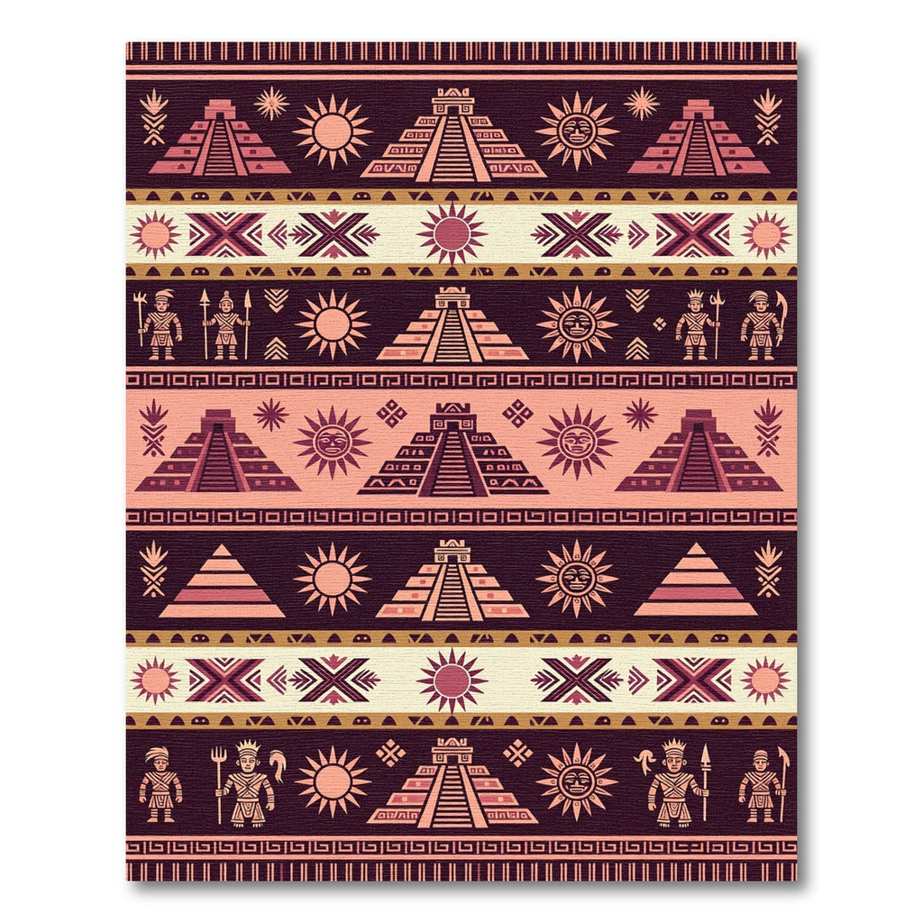 Ancient Sun Pyramid Tribal Pattern Rug