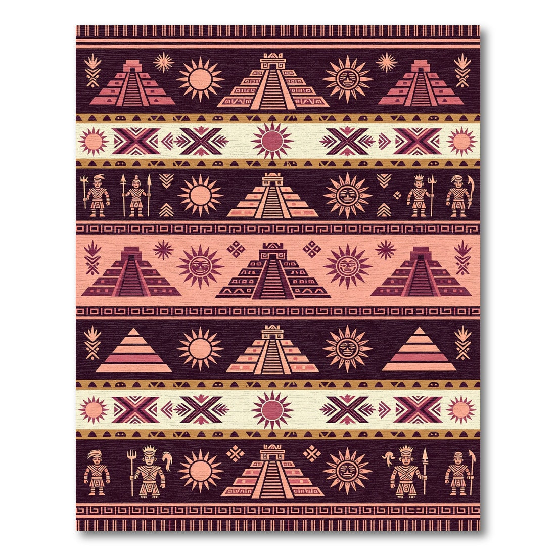 Ancient Sun Pyramid Tribal Pattern Rug