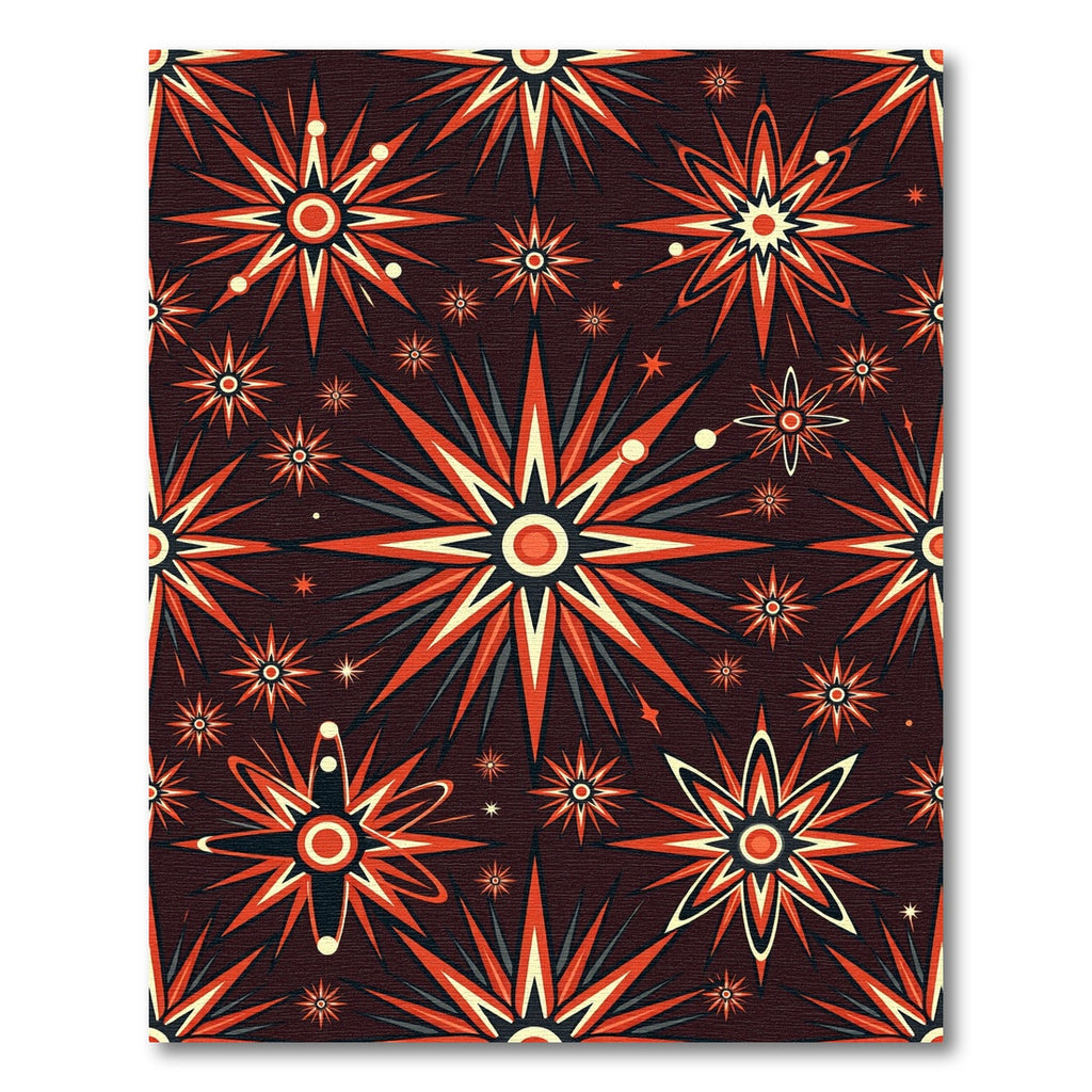 Retro Starburst Orange and Cream Rug