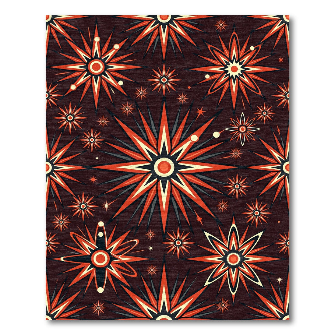 Retro Starburst Orange and Cream Rug
