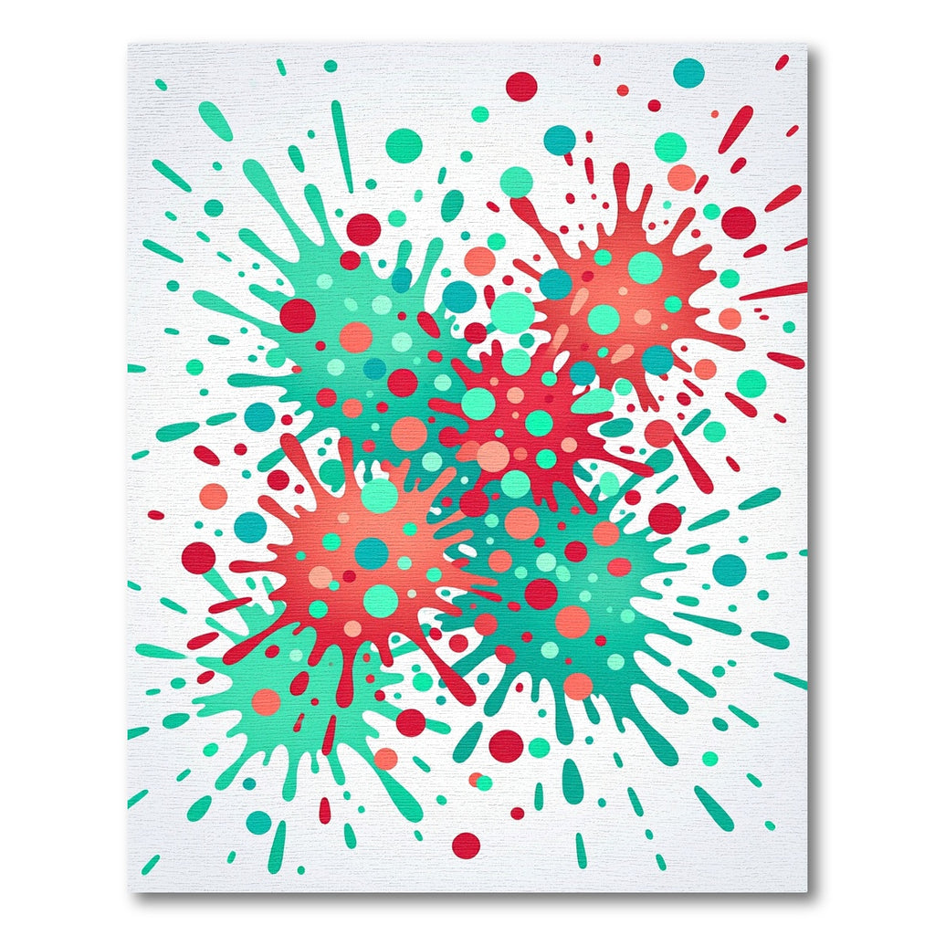 Coral Teal Splash Explosion Scatter Rug