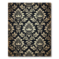 Vintage Black Damask Floral Swirl Rug
