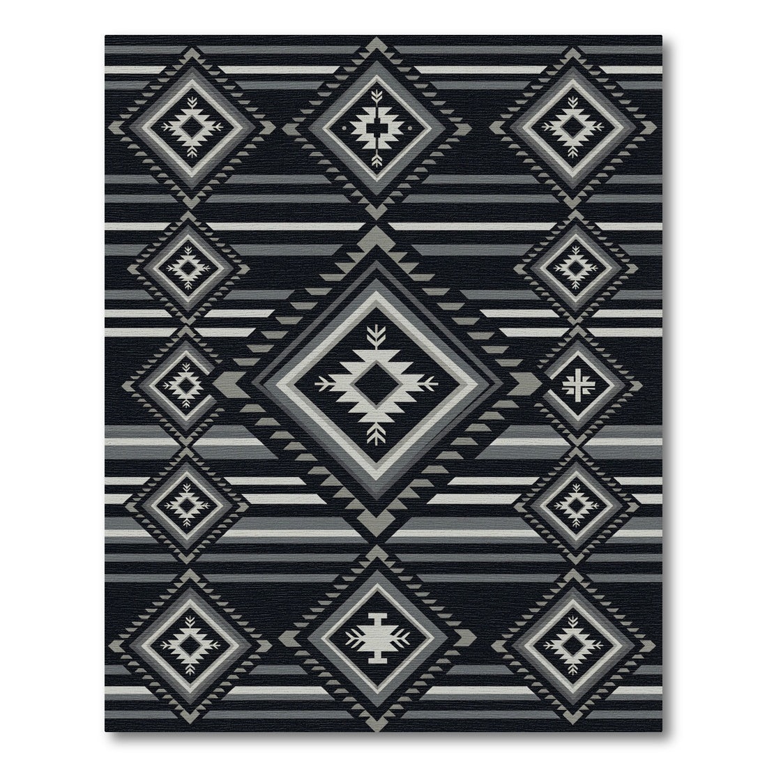Monochromatic Geometric Diamond Striped Decor Rug
