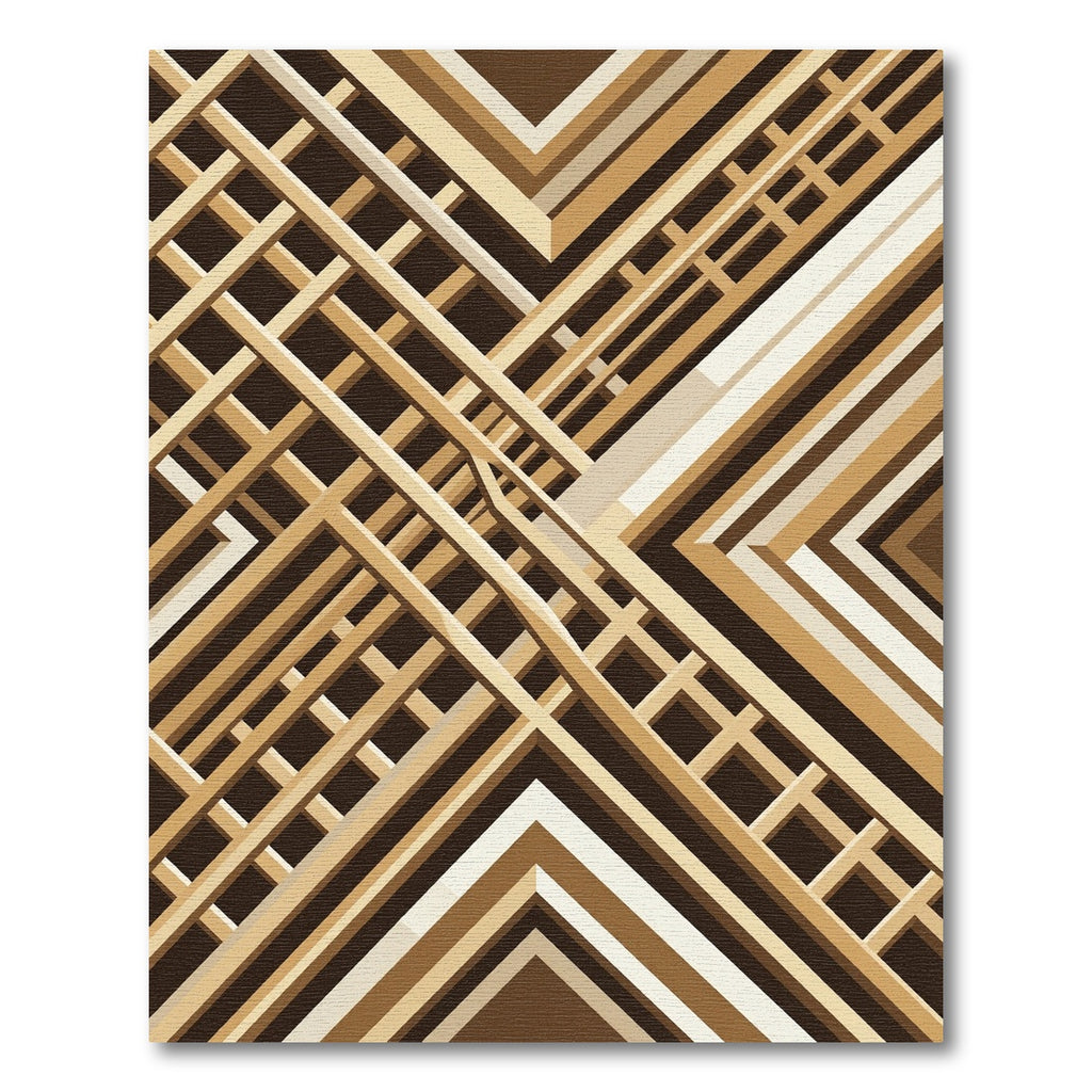 Geometric Brown Angular Linear Grid Rug