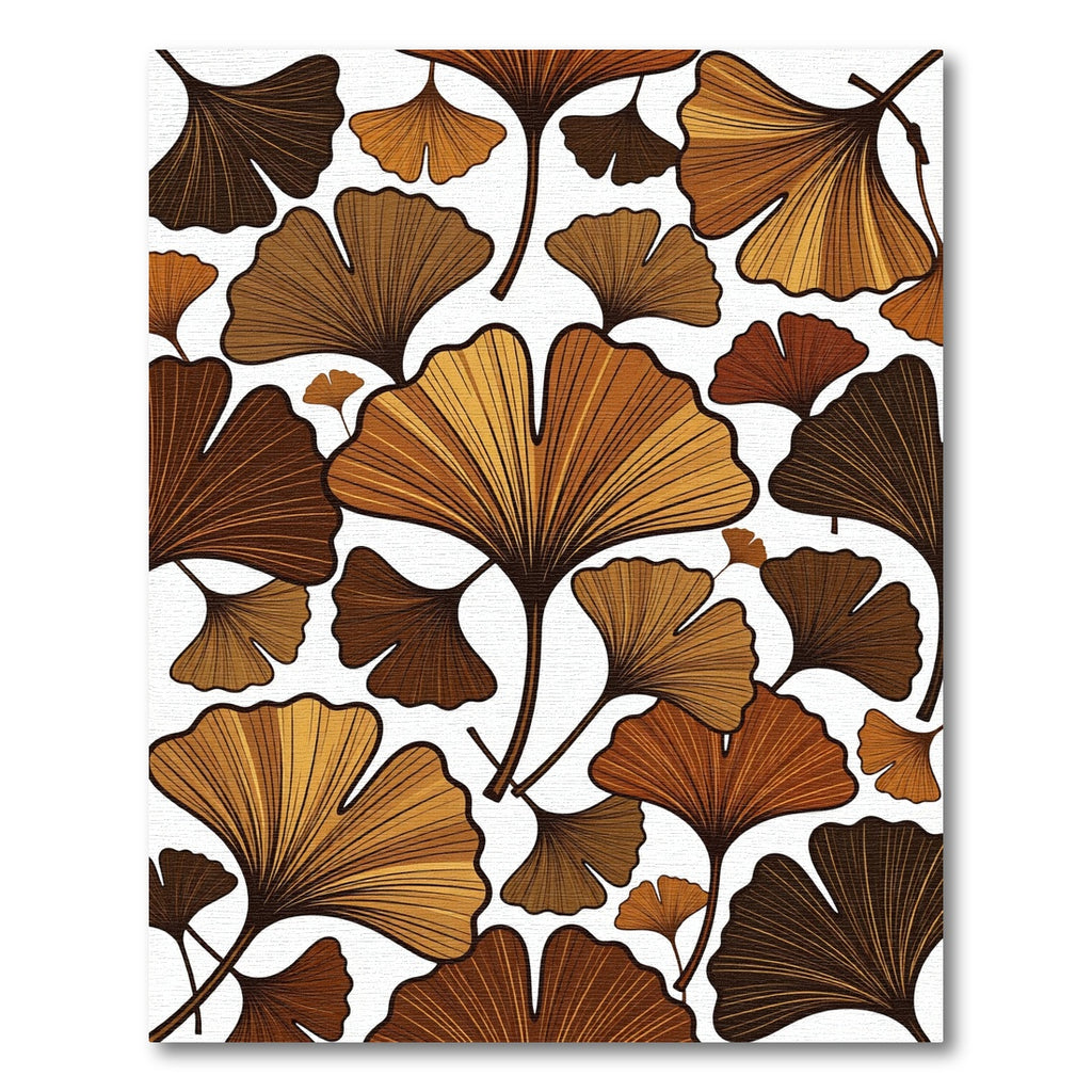 Brown Ginkgo Leaf Arrangement Rug